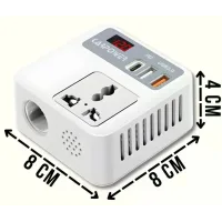Автомобильный инвертор Car Power 150W 12V–220V • Преобразователь напряжения от прикуривателя 12V в 220V с 2 USB, Type-C PD и дисплеем