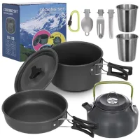 Набор туристической посуды Camping Cooking ∙ Компактный металлический набор Camping Cooking для походов и кемпинга