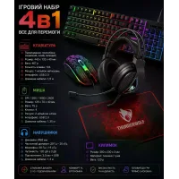 Ігровий комплект Gaming Combo 4-in-1 T-Wolf TF-400 чорний • Геймерський набір клавіатура, миша, навушники та килимок для ПК