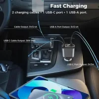 Автомобільний зарядний пристрій 26X-204 4 в 1 • Зарядка 26X-204 в автомобільну розетку з USB-портами, швидким заряджанням і підсвіткою «Зоряне небо»