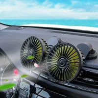 Двоголовий вентилятор для салону авто з регулятором швидкості та поворотом на 360° • Автомобільний вентилятор з двома головками USB X666