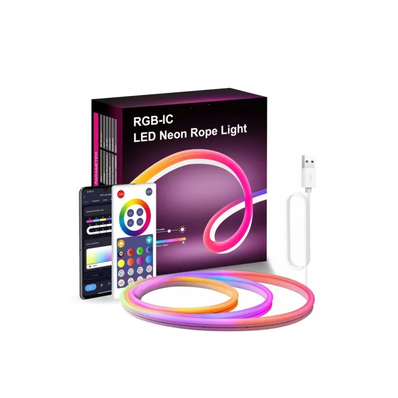 Неонова світлодіодна стрічка LED Neon Strip 5 м · Неоновий RGB гнучкий шнур з керуванням від телефону