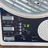 Портативний вентилятор 4в1 із сонячною панеллю, Bluetooth, радіо та LED-підсвіткою · 8″ настільний вентилятор з акумулятором