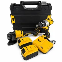 Аккумуляторный набор KRAFFTEC 48V 2в1 • Болгарка 125 мм и шуруповерт KRAFFTEC с 2 аккумуляторами в кейсе
