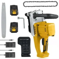 Акумуляторна ланцюгова пила Electric SAW 16″ з 2 акумуляторами жовта • Бездротова електропила Electric SAW 16 дюймів для саду та розпилювання деревини жовта