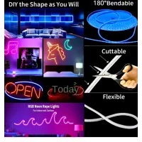 Неонова світлодіодна стрічка LED Neon Strip 5 м · Неоновий RGB гнучкий шнур з керуванням від телефону
