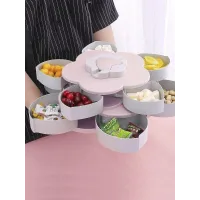 Двухъярусная менажница для фруктов, закусок, сладостей ∙ Тарелка - поднос с секциями, 2 яруса