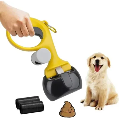 Автоматичний совок для прибирання за собакою Pooper Scooper Big 27 x 13 x 9 см · Щипці для прибирання з карабіном та мішками в комплекті