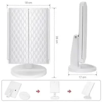 Тройное LED-зеркало для макияжа KAR193 складное аккумуляторное белое • Настольное косметическое зеркало KAR193 с сенсорной подсветкой, 3 режимами света и Micro USB