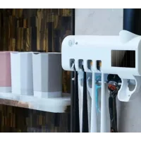 Автоматичний дозатор - диспенсер зубної пасти Toothbrush sterilizer / УФ-стерилізатор / Тримач зубних щіток / Органайзер для ванної W-020