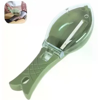 Рыбочистка Fish Scale Scraper with Cover с контейнером для чешуи • Ручной скребок-нож для чистки рыбы с крышкой и лезвием из нержавеющей стали