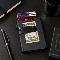 Компактный кошелёк-картхолдер 26X-56 с RFID-защитой чёрный • Кошелёк для карт 26X-56 с отделением для купюр, визитница и держатель банковских карт