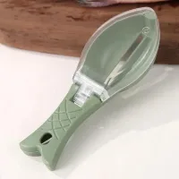 Рыбочистка Fish Scale Scraper with Cover с контейнером для чешуи • Ручной скребок-нож для чистки рыбы с крышкой и лезвием из нержавеющей стали