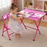 Столик складной и стульчик Bambi фиолетовый X-399 60×45 см • Детский складной стол со стулом для рисования, игр и занятий дома • Комплект детской мебели для ребенка