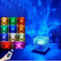 Настільний світильник RGB з проекцією хвилі · Світлодіодний USB нічник Ефект Води з пультом ДУ