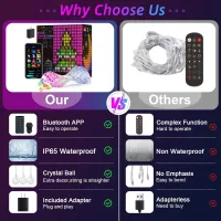 Гірлянда Smart-штора SFK-08 святкова LED-гірлянда для дому ∙ Світлодіодна штора з додатком SFK-08 20 ниток по 20 LED