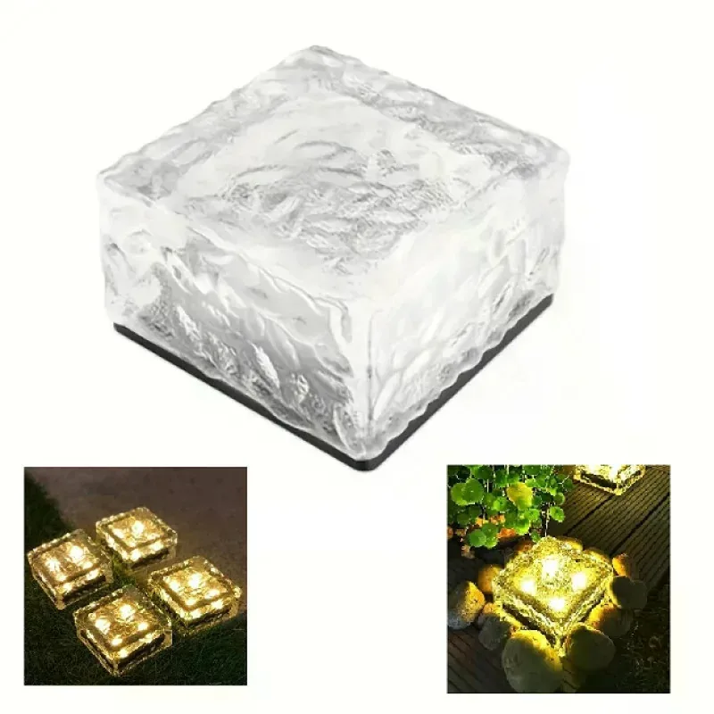 Садовый светильник Ice Cube тёплый белый 10×6×10 см • Уличный LED-фонарь на солнечной батарее для сада, дорожек и ландшафтной подсветки