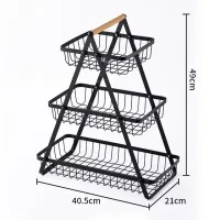 Настольная трехъярусная корзина - фруктовница с деревянной ручкой Triple Fruit Basket · Разборная металлическая корзина для фруктов