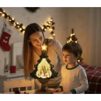 Святковий LED-світильник XHF-8002 з ефектом падаючого снігу та музикою ∙ Новорічний сніжний світильник-декор Ялинка XHF-8002