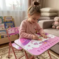 Столик складной и стульчик Bambi фиолетовый X-399 60×45 см • Детский складной стол со стулом для рисования, игр и занятий дома • Комплект детской мебели для ребенка