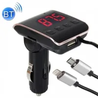 Автомобільний FM Модулятор HZ H22BT ∙ FM-трансмітер з Bluetooth від прикурювача з USB портом + Кабель USB + Кабель iPhone