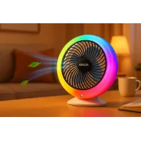 Настільний вентилятор з підсвіткою Mini fan VU-04 • Міні-вентилятор з батареєю 1200 мАг, LED-підсвіткою та 3 режимами обдування