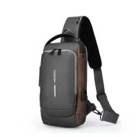 Нагрудна сумка Backpac XL-1514100 чорно-сіра маленька • Сумка через плече з протикрадіжним кодовим замком для міста, поїздок і документів