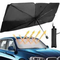 Сонцезахисна шторка – парасолька на лобове скло в авто ∙ Автомобільний козирок для захисту від сонця 135 х 75 см
