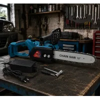 Акумуляторна ланцюгова пилка DOMOTEC Chain Saw 12″/16″ 96V • Садова акумуляторна пилка DOMOTEC Chain Saw 12″/16″ 96V з 2 шинами 305/406 мм і 2 акумуляторами