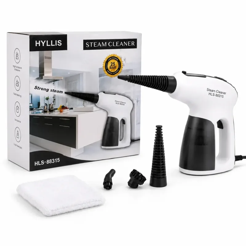 Ручний пароочисник HYLLIS HLS-88315 1500 Вт • Пароочисник-відпарювач TV-SH-03 3,5 бар з баком 330 мл і насадками для дому