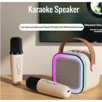 Детский набор Караоке Два Беспроводных микрофона + Колонка · RGB подсветка · Bluetooth