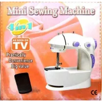 Швейна міні машинка Mini Sewing Machine SM-202A 4 в 1 портативна домашня машинка для шиття від мережі / батарей / педалі