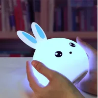 Дитячий світильник – нічник Зайчик LED Rabbit Soft Touch силіконовий із вбудованим акумулятором ∙ 7 режимів свічіння