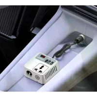 Автомобильный инвертор Car Power 150W 12V–220V • Преобразователь напряжения от прикуривателя 12V в 220V с 2 USB, Type-C PD и дисплеем