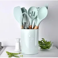 Набір кухонного приладдя Kitchen Set, 12 предметів ∙ Силіконові аксесуари для кухні з підставкою