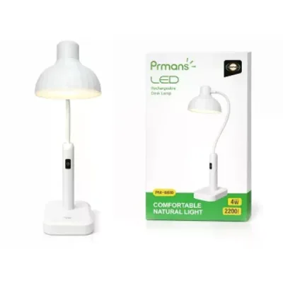 Настольная LED-лампа PM-6612 4 Вт белая • Аккумуляторная настольная лампа PM-6612 1500 мАч с Type-C, сенсорным управлением и гибкой ножкой 360°