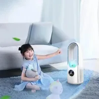 Безлопатевий вентилятор з зволожувачем і підсвіткою Smart Air Multiplier LY-939 • Настільний акумуляторний вентилятор 3-в-1
