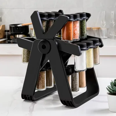 Карусель для спецій 360° Spice Rack на 18 баночок · Кухонний органайзер – спецівниця на підставці, що обертається
