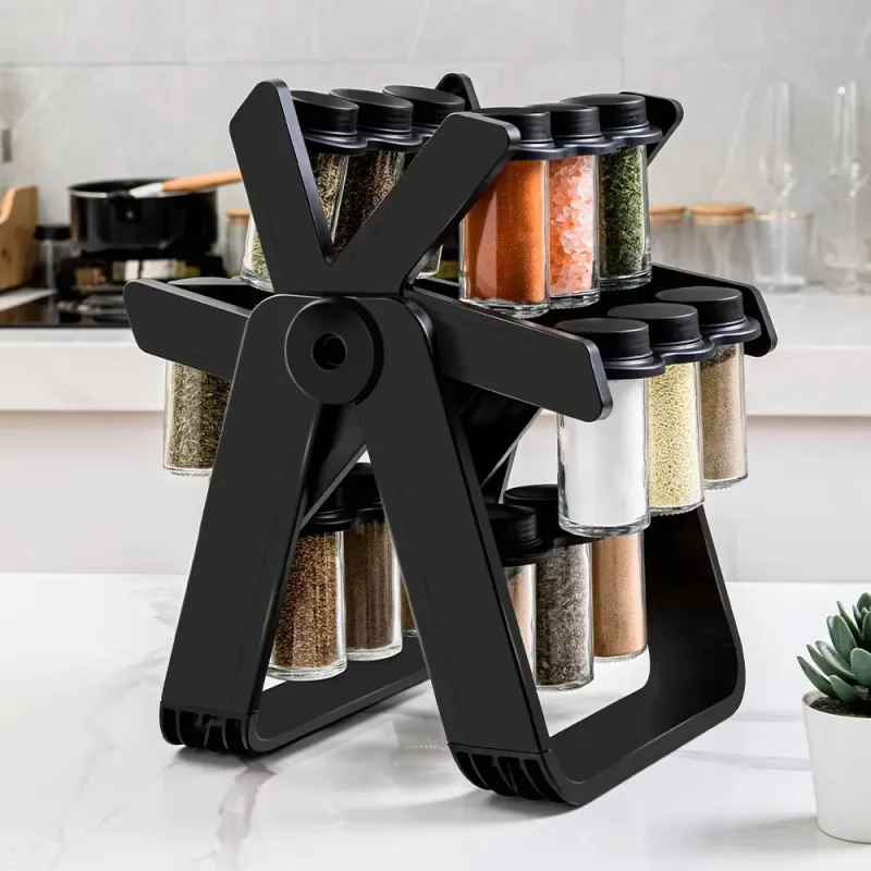 Карусель для спецій 360° Spice Rack на 18 баночок · Кухонний органайзер – спецівниця на підставці, що обертається