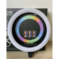Світлодіодна кільцева лампа для селфі 45 см / Світлодіодна лампа RGB з пультом + сумка (MJ18)