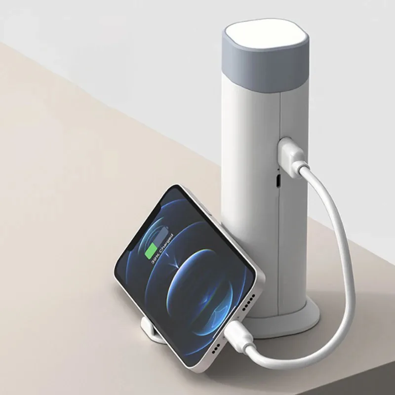 Ліхтар із функцією PowerBank ємністю мАг · Портативний бездротовий світлодіодний світильник з підзарядкою для телефону