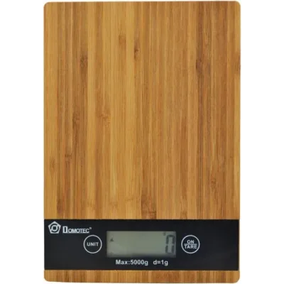 Ваги кухонні електронні Domotec MS-A Wood із сенсорним дисплеєм та платформою з дерева, до 5 кг