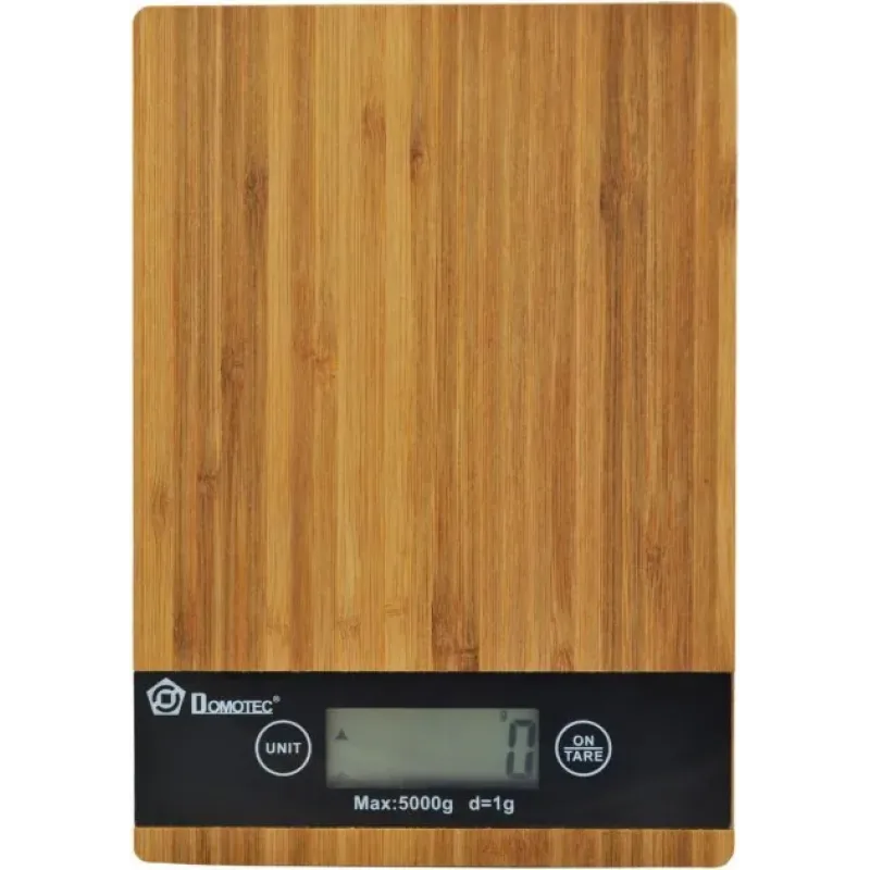 Ваги кухонні електронні Domotec MS-A Wood із сенсорним дисплеєм та платформою з дерева, до 5 кг