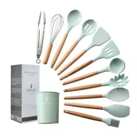 Набір кухонного приладдя Kitchen Set, 12 предметів ∙ Силіконові аксесуари для кухні з підставкою