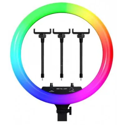 Світлодіодна кільцева лампа для селфі 45 см / Світлодіодна лампа RGB з пультом + сумка (MJ18)