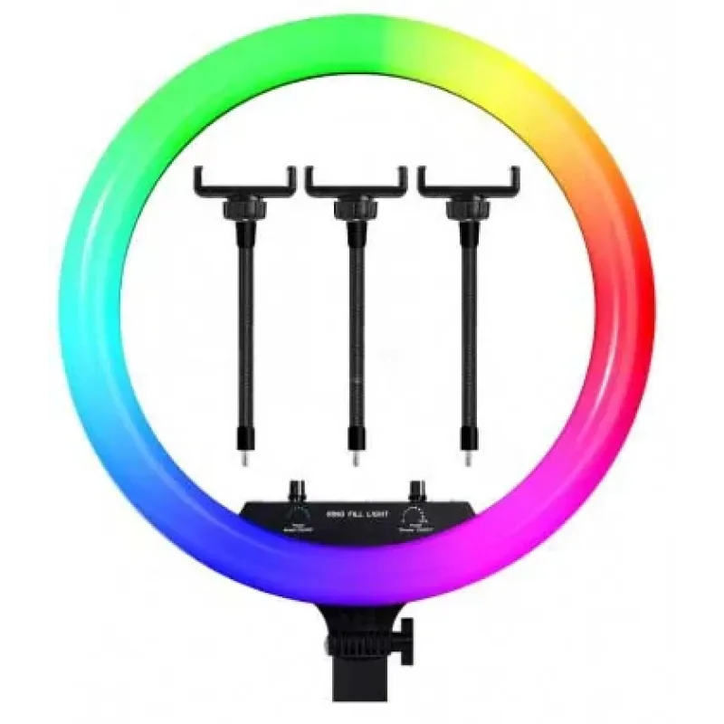Світлодіодна кільцева лампа для селфі 45 см / Світлодіодна лампа RGB з пультом + сумка (MJ18)