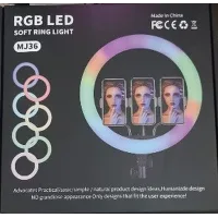 Кільцева RGB селфі - лампа, 36 см ∙ Світлодіодна лампа з пультом MJ36