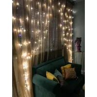 Гірлянда штора Водоспад на вікно Теплий білий колір свічення, 3х2м 240 LED з конектором