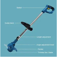 Бездротова газонокосарка Lawn mower 48В 2000 мАг · Садовий акумуляторний триммер для трави з 2 акумуляторами