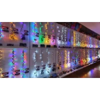 Гірлянда нитка 300led warm 100-10 led флеш на чорному дроті ∙ Провід гірлянда кульки 300 led